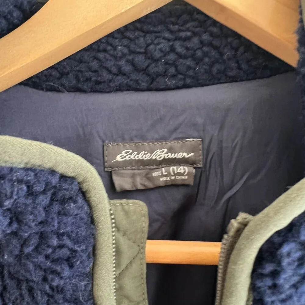Eddie Bauer Sherpa Fleece Jacket Youth L‎ 14 Outdoor Hiking Gorpcore Cozy Kids